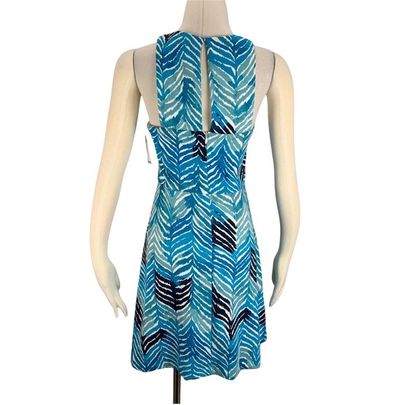 Trina Turk Robles 4 Dress NWT $148 Small Blue Zebra Animal Print Knee Casual Spr - Picture 4 of 7